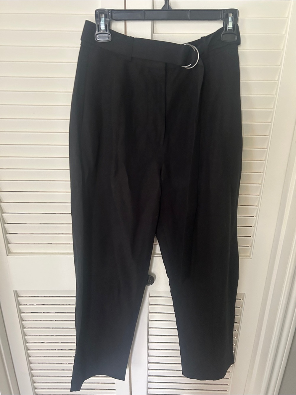 Banana Republic LINEN Black High-Waist D-Ring Trousers